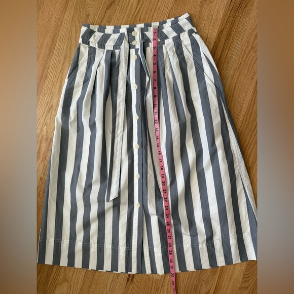 NEW Gap Tie-Belt Button-Front Stripe Midi Skirt Sailor Preppy Size 4 Tall - Picture 8 of 12